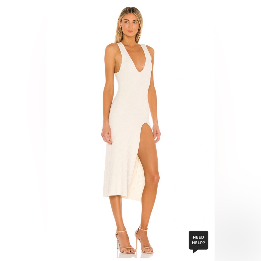 Michael Costello x REVOLVE Variegated Rib Bodycon Dress in Ivory XS
